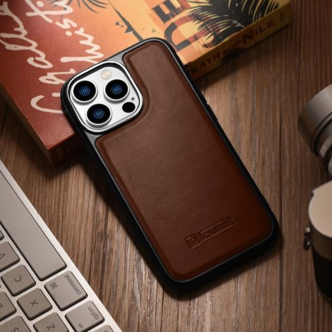 ICarer Leather Oil Wax etui iPhone 14 Pro Max skórzany pokrowiec brązowe (WMI14220720-BN) ICarer Leather Oil Wax etui iPhone 14 Pro Max skórzany pokrowiec brązowe (WMI14220720-BN)