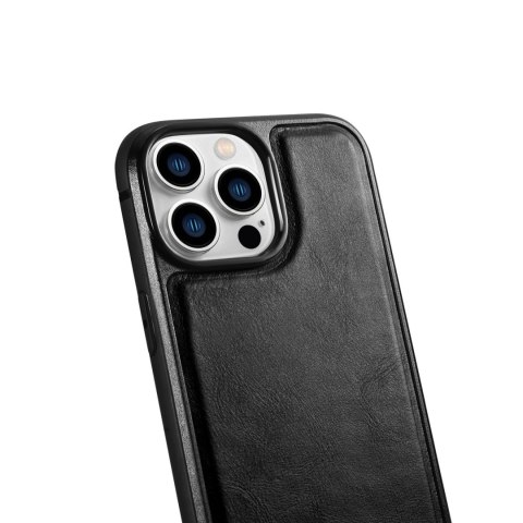 ICarer Leather Oil Wax etui iPhone 14 Pro Max skórzany pokrowiec czarne (WMI14220720-BK)