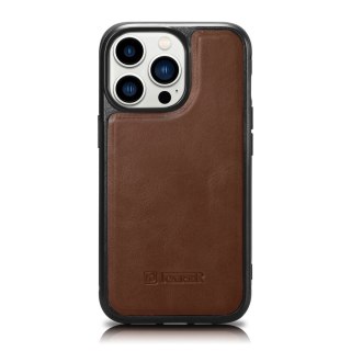 ICarer Leather Oil Wax etui pokryte naturalną skórą do iPhone 14 Pro (kompatybilne z MagSafe) brązowy (WMI14220718-BN)