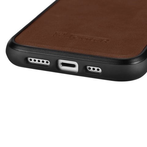 ICarer Leather Oil Wax etui pokryte naturalną skórą do iPhone 14 Pro (kompatybilne z MagSafe) brązowy (WMI14220718-BN)