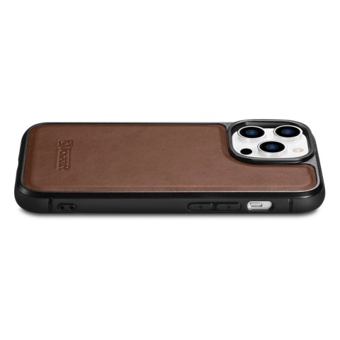 ICarer Leather Oil Wax etui pokryte naturalną skórą do iPhone 14 Pro (kompatybilne z MagSafe) brązowy (WMI14220718-BN)