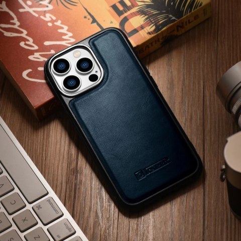 ICarer Leather Oil Wax etui pokryte naturalną skórą do iPhone 14 Pro niebieski (WMI14220718-BU) ICarer Leather Oil Wax etui pokryte naturalną skórą do iPhone 14 Pro niebieski (WMI14220718-BU)
