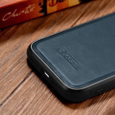 ICarer Leather Oil Wax etui pokryte naturalną skórą do iPhone 14 Pro niebieski (WMI14220718-BU) ICarer Leather Oil Wax etui pokryte naturalną skórą do iPhone 14 Pro niebieski (WMI14220718-BU)