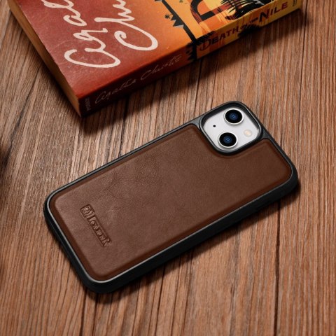 ICarer Leather Oil Wax etui pokryte naturalną skórą do iPhone 14 brązowy (WMI14220717-BN) ICarer Leather Oil Wax etui pokryte naturalną skórą do iPhone 14 brązowy (WMI14220717-BN)