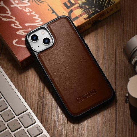 ICarer Leather Oil Wax etui pokryte naturalną skórą do iPhone 14 brązowy (WMI14220717-BN) ICarer Leather Oil Wax etui pokryte naturalną skórą do iPhone 14 brązowy (WMI14220717-BN)