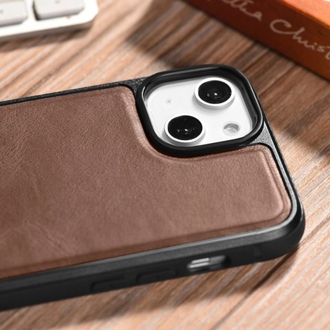 ICarer Leather Oil Wax etui pokryte naturalną skórą do iPhone 14 brązowy (WMI14220717-BN) ICarer Leather Oil Wax etui pokryte naturalną skórą do iPhone 14 brązowy (WMI14220717-BN)
