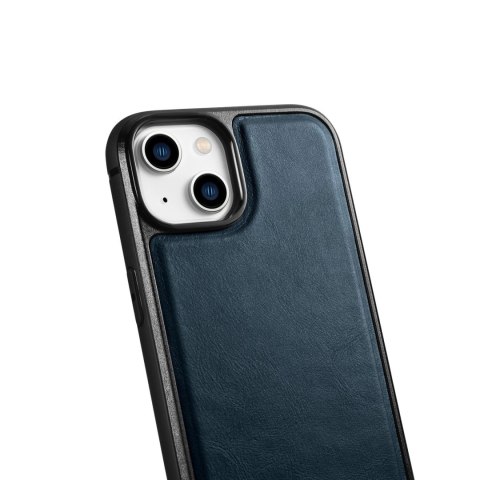 ICarer Leather Oil Wax etui pokryte naturalną skórą do iPhone 14 niebieski (WMI14220717-BU)