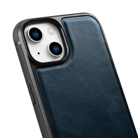 ICarer Leather Oil Wax etui pokryte naturalną skórą do iPhone 14 niebieski (WMI14220717-BU)
