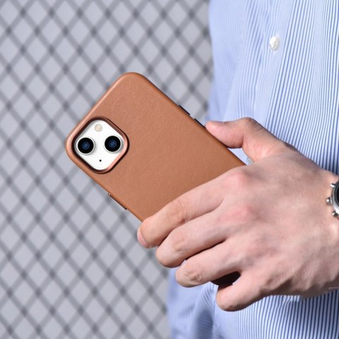 ICarer Case Leather pokrowiec etui z naturalnej skóry do iPhone 14 Plus brązowy (kompatybilne z MagSafe) ICarer Case Leather pokrowiec etui z naturalnej skóry do iPhone 14 Plus brązowy (kompatybilne z MagSafe)