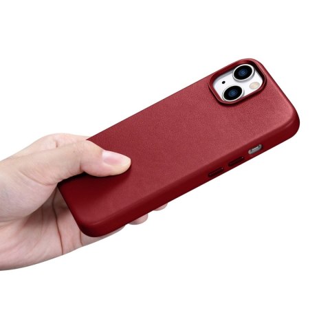 ICarer Case Leather pokrowiec etui z naturalnej skóry do iPhone 14 Plus czerwony (kompatybilne z MagSafe) ICarer Case Leather pokrowiec etui z naturalnej skóry do iPhone 14 Plus czerwony (kompatybilne z MagSafe)