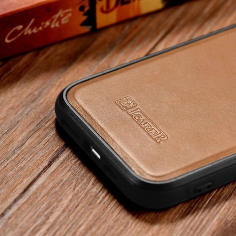 ICarer Leather Oil Wax etui iPhone 14 Pro Max skórzany pokrowiec brązowe (WMI14220720-TN) ICarer Leather Oil Wax etui iPhone 14 Pro Max skórzany pokrowiec brązowe (WMI14220720-TN)