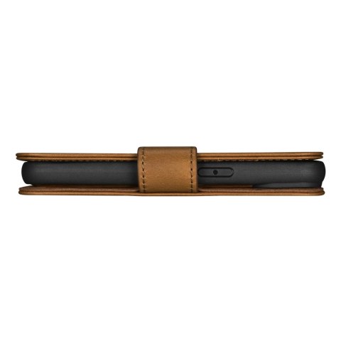 ICarer Oil Wax Wallet Case 2in1 etui iPhone 14 Pro skórzany pokrowiec z klapką Anti-RFID brązowy (WMI14220722-TN)