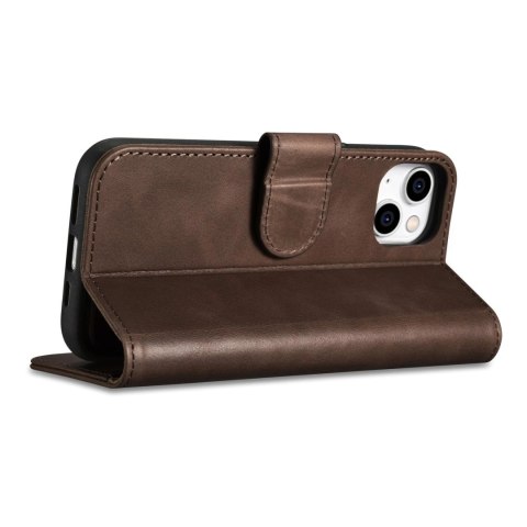 ICarer Oil Wax Wallet Case 2in1 etui iPhone 14 skórzany pokrowiec z klapką Anti-RFID brązowy (WMI14220721-BN) ICarer Oil Wax Wallet Case 2in1 etui iPhone 14 skórzany pokrowiec z klapką Anti-RFID brązowy (WMI14220721-BN)