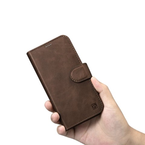 ICarer Oil Wax Wallet Case 2in1 etui iPhone 14 skórzany pokrowiec z klapką Anti-RFID brązowy (WMI14220721-BN) ICarer Oil Wax Wallet Case 2in1 etui iPhone 14 skórzany pokrowiec z klapką Anti-RFID brązowy (WMI14220721-BN)