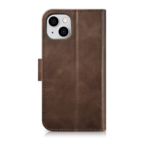 ICarer Oil Wax Wallet Case 2in1 etui iPhone 14 skórzany pokrowiec z klapką Anti-RFID brązowy (WMI14220721-BN) ICarer Oil Wax Wallet Case 2in1 etui iPhone 14 skórzany pokrowiec z klapką Anti-RFID brązowy (WMI14220721-BN)