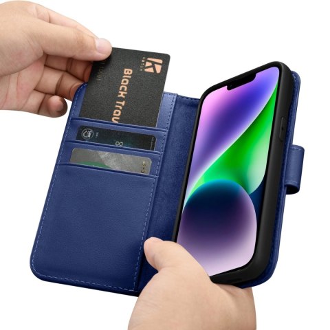 ICarer Wallet Case 2in1 etui iPhone 14 Plus skórzany pokrowiec z klapką Anti-RFID niebieski (WMI14220727-BU) ICarer Wallet Case 2in1 etui iPhone 14 Plus skórzany pokrowiec z klapką Anti-RFID niebieski (WMI14220727-BU)