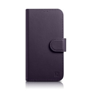 ICarer Wallet Case 2in1 etui iPhone 14 Pro Max skórzany pokrowiec z klapką Anti-RFID ciemnofioletowy (WMI14220728-DP)