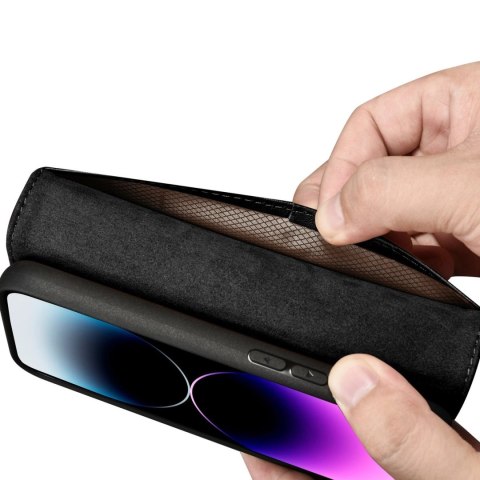 ICarer Wallet Case 2in1 etui iPhone 14 Pro Max skórzany pokrowiec z klapką Anti-RFID czarny (WMI14220728-BK)