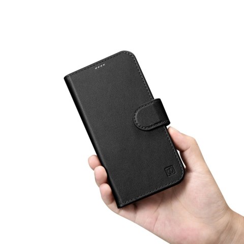 ICarer Wallet Case 2in1 etui iPhone 14 Pro Max skórzany pokrowiec z klapką Anti-RFID czarny (WMI14220728-BK)