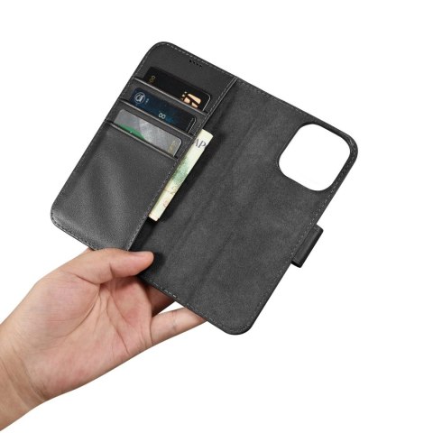 ICarer Wallet Case 2in1 etui iPhone 14 Pro Max skórzany pokrowiec z klapką Anti-RFID czarny (WMI14220728-BK)