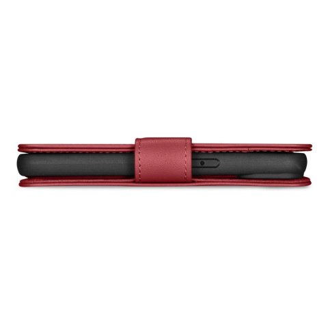 ICarer Wallet Case 2in1 etui iPhone 14 Pro skórzany pokrowiec z klapką Anti-RFID czerwony (WMI14220726-RD)