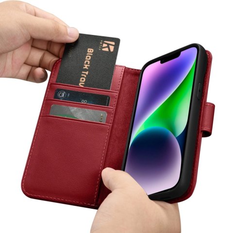 ICarer Wallet Case 2in1 etui iPhone 14 skórzany pokrowiec z klapką Anti-RFID czerwony (WMI14220725-RD) ICarer Wallet Case 2in1 etui iPhone 14 skórzany pokrowiec z klapką Anti-RFID czerwony (WMI14220725-RD)