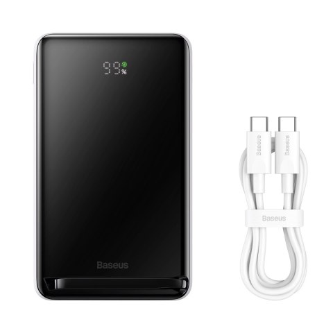 Baseus Magnetic Bracket powerbank z bezprzewodowym ładowaniem MagSafe 10000mAh 20W Overseas Edition biały (PPCX000202) + kabel U Baseus Magnetic Bracket powerbank z bezprzewodowym ładowaniem MagSafe 10000mAh 20W Overseas Edition biały (PPCX000202) + kabel U
