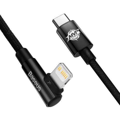 Kabel Baseus CAVP000201 kątowy Lightning - USB-C 20W 480Mb/s 1m - czarny Kabel Baseus CAVP000201 kątowy Lightning - USB-C 20W 480Mb/s 1m - czarny