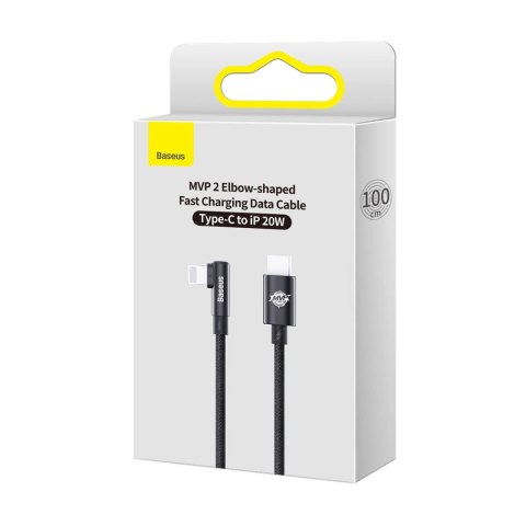 Kabel Baseus CAVP000201 kątowy Lightning - USB-C 20W 480Mb/s 1m - czarny Kabel Baseus CAVP000201 kątowy Lightning - USB-C 20W 480Mb/s 1m - czarny