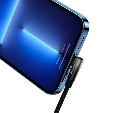 Kabel Baseus CAVP000201 kątowy Lightning - USB-C 20W 480Mb/s 1m - czarny Kabel Baseus CAVP000201 kątowy Lightning - USB-C 20W 480Mb/s 1m - czarny