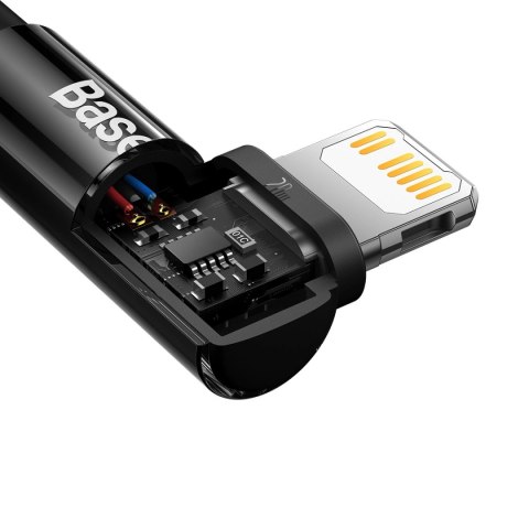 Kabel Baseus CAVP000201 kątowy Lightning - USB-C 20W 480Mb/s 1m - czarny Kabel Baseus CAVP000201 kątowy Lightning - USB-C 20W 480Mb/s 1m - czarny