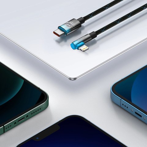 Kabel Baseus CAVP000201 kątowy Lightning - USB-C 20W 480Mb/s 1m - czarny Kabel Baseus CAVP000201 kątowy Lightning - USB-C 20W 480Mb/s 1m - czarny