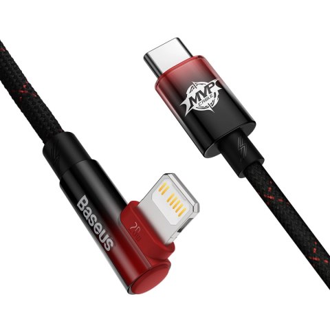 Kabel Baseus CAVP000220 kątowy Lightning - USB-C PD 20W 480Mb/s 1m - czerwony Kabel Baseus CAVP000220 kątowy Lightning - USB-C PD 20W 480Mb/s 1m - czerwony