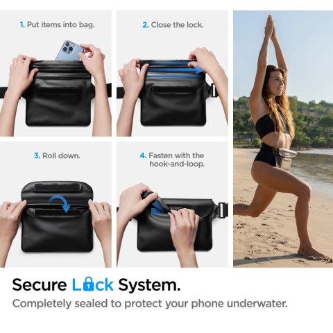 Torba Spigen Aqua Shield A620 wodoodporna biodrowa IPX8 - czarna Torba Spigen Aqua Shield A620 wodoodporna biodrowa IPX8 - czarna