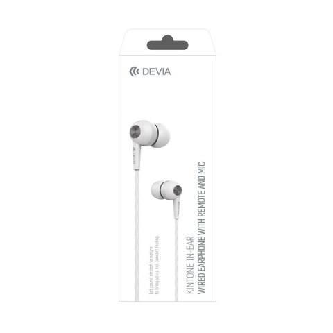 Devia słuchawki przewodowe Kintone jack 3,5mm dokanałowe białe Devia słuchawki przewodowe Kintone jack 3,5mm dokanałowe białe