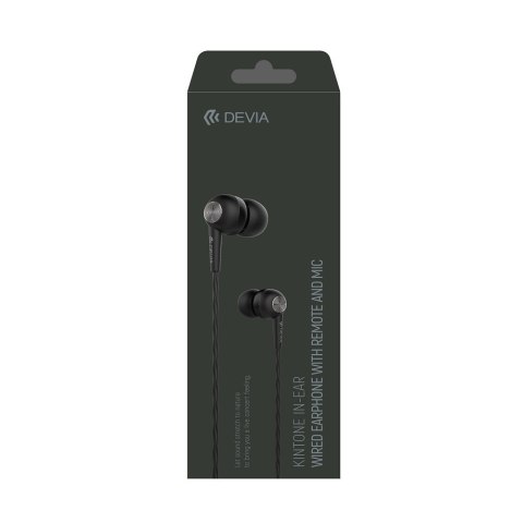 Devia słuchawki przewodowe Kintone jack 3,5mm dokanałowe czarne Devia słuchawki przewodowe Kintone jack 3,5mm dokanałowe czarne