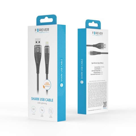 Forever kabel Shark USB - Lightning 1,0 m 2A czarny Forever kabel Shark USB - Lightning 1,0 m 2A czarny