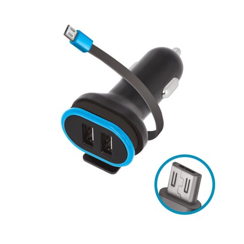 Forever ładowarka samochodowa CC-02 2x USB 3A czarna z kablem microUSB 0,2 m Forever ładowarka samochodowa CC-02 2x USB 3A czarna z kablem microUSB 0,2 m