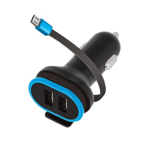 Forever ładowarka samochodowa CC-02 2x USB 3A czarna z kablem microUSB 0,2 m Forever ładowarka samochodowa CC-02 2x USB 3A czarna z kablem microUSB 0,2 m