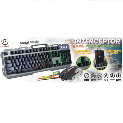 Rebeltec zestaw przewodowy: klawiatura LED + mysz dla graczy INTERCEPTOR 2 Rebeltec zestaw przewodowy: klawiatura LED + mysz dla graczy INTERCEPTOR 2