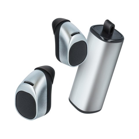 Słuchawki bluetooth Forever z etui ładującym TWE-200 srebrne Słuchawki bluetooth Forever z etui ładującym TWE-200 srebrne