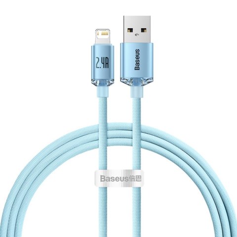 Baseus kabel Crystal Shine USB - Lightning 1,2 m 2,4A jasno-niebieski Baseus kabel Crystal Shine USB - Lightning 1,2 m 2,4A jasno-niebieski