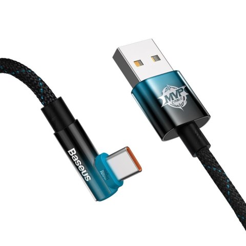 Baseus kabel MVP 2 Elbow USB - USB-C 1,0 m 100W czarno-niebieski Baseus kabel MVP 2 Elbow USB - USB-C 1,0 m 100W czarno-niebieski