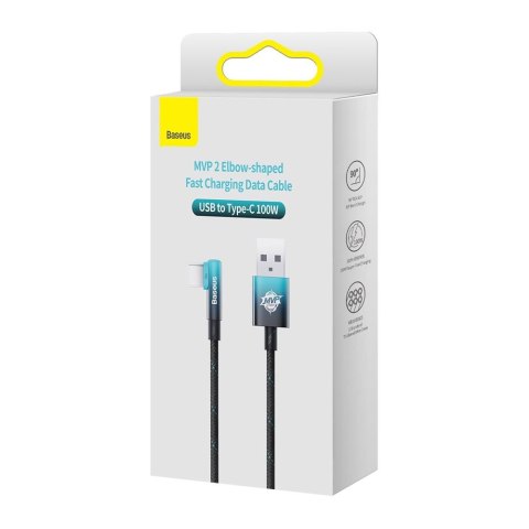 Baseus kabel MVP 2 Elbow USB - USB-C 2,0 m 100W czarno-niebieski Baseus kabel MVP 2 Elbow USB - USB-C 2,0 m 100W czarno-niebieski