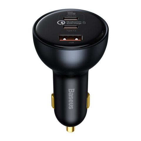 Baseus ładowarka samochodowa QC 5 PD 160W 1x USB 2x USB-C czarna + kabel USB-C - USB-C Baseus ładowarka samochodowa QC 5 PD 160W 1x USB 2x USB-C czarna + kabel USB-C - USB-C