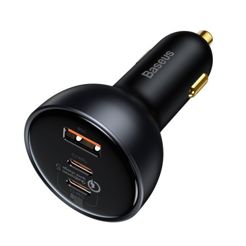 Baseus ładowarka samochodowa QC 5 PD 160W 1x USB 2x USB-C czarna + kabel USB-C - USB-C Baseus ładowarka samochodowa QC 5 PD 160W 1x USB 2x USB-C czarna + kabel USB-C - USB-C