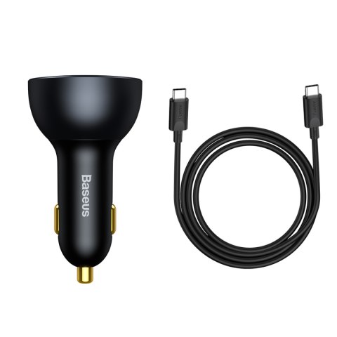 Baseus ładowarka samochodowa QC 5 PD 160W 1x USB 2x USB-C czarna + kabel USB-C - USB-C Baseus ładowarka samochodowa QC 5 PD 160W 1x USB 2x USB-C czarna + kabel USB-C - USB-C