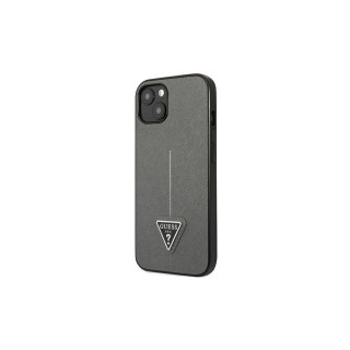 Guess nakładka do iPhone 13 6,1" GUHCP13MPSATLG srebrna hardcase Saffiano PU Triangle