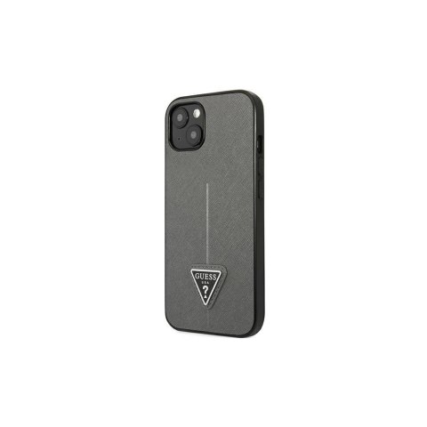 Guess nakładka do iPhone 13 6,1" GUHCP13MPSATLG srebrna hardcase Saffiano PU Triangle