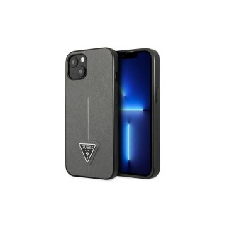 Guess nakładka do iPhone 13 6,1" GUHCP13MPSATLG srebrna hardcase Saffiano PU Triangle